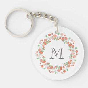 Kranz Monogramm aus Korallenrosen Schlüsselanhänger