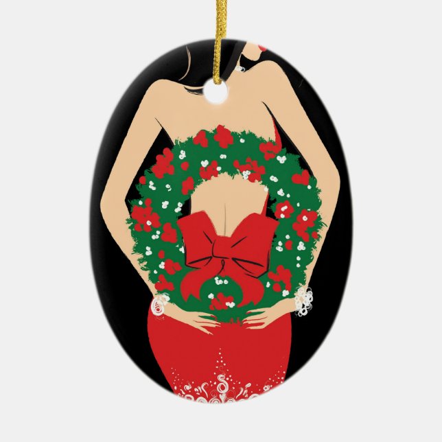 Kranz-Oval-Verzierung Keramikornament (Vorne)