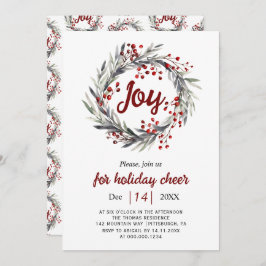 Kranz, rote Beeren und Blätter Weihnachtsfest Part Einladung