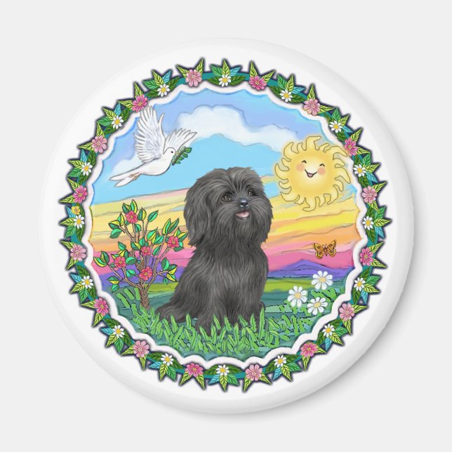 Kranz - Schwarzer Shih Tzu Magnet (Vorne)