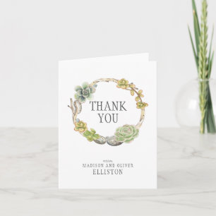 Kranz von Succulents, Zweige und Steine danken Dankeskarte