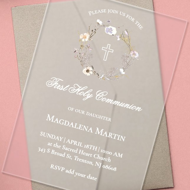 Kranz von Wildblumen | Erste Heilige Kommune Acryleinladungen (Von Creator hochgeladen)