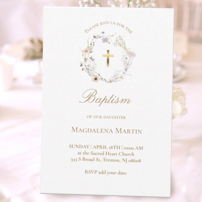 Kranz von Wildblumen | Taufeinladung Einladung (Von Creator hochgeladen)