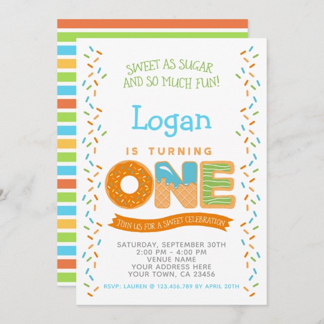 Krapfen-Eiscreme Plätzchen, Einladung (Vorne/Hinten)