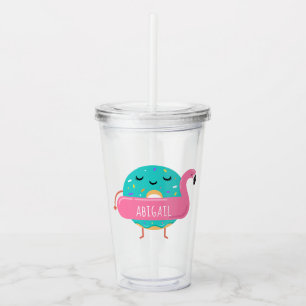 Krapfen-Flamingo-Pool-Party-personalisiertes Acryltrinkbecher