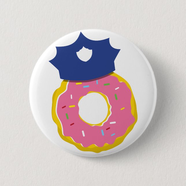 Krapfen-Polizeibeamtehut Button (Vorderseite)