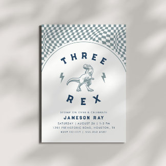 Krass Dinosaurier Three Rex Boys Blue Geburtstag Einladung