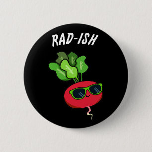 Krass-Funny Gemüse Radish Pun Dark BG Button