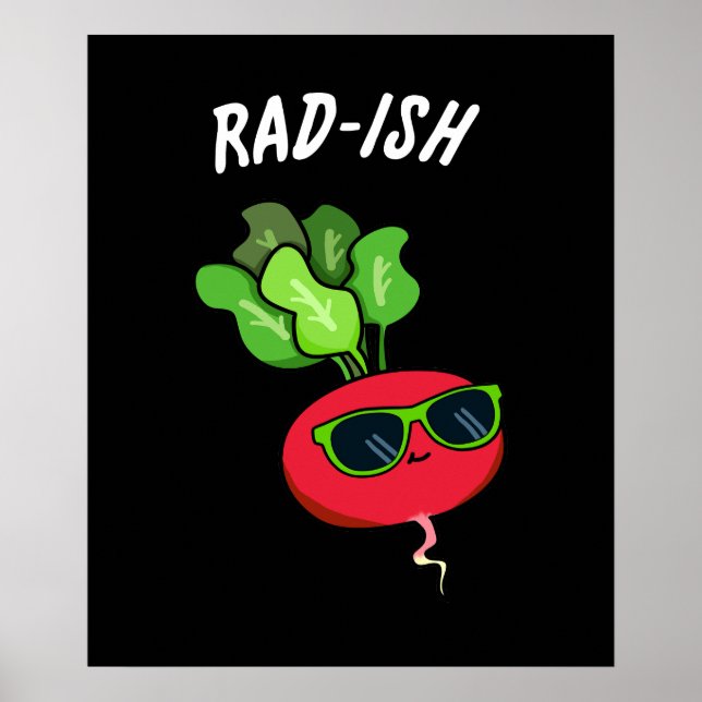 Krass-Funny Gemüse Radish Pun Dark BG Poster (Vorne)