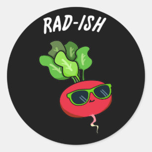 Krass-Funny Gemüse Radish Pun Dark BG Runder Aufkleber