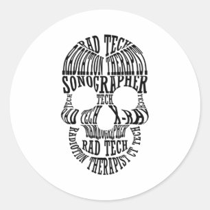 Krass Tech Skull Technologe Xray Radiology Tech Runder Aufkleber