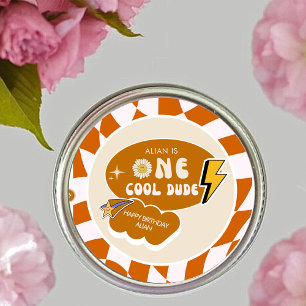 Krasser Cooler Typ Boys Retro überprüft Geburtst Runder Aufkleber