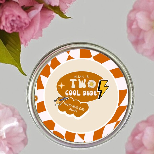 Krasser Cooler Typ | Boys Retro überprüft Geburtst Runder Aufkleber (Von Creator hochgeladen)