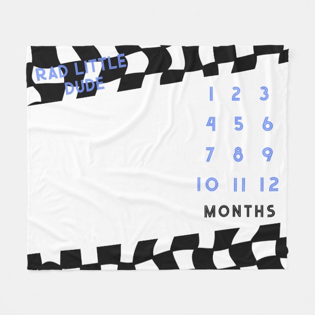 "Krasser kleiner Typ" Karo Milestone Fleece Blanke (Vorderseite (Horizontal))