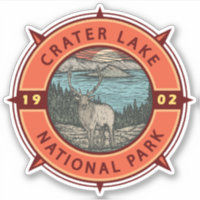 Krater Lake Nationalpark Elk Retro Kompass Emblem