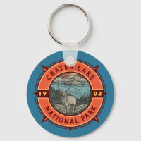 Krater Lake Nationalpark Elk Retro Kompass Emblem
