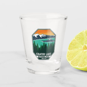 Krater Lake Nationalpark Elk Retro Kompass Emblem Schnapsglas