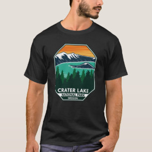 Krater Lake Nationalpark Elk Retro Kompass Emblem T-Shirt