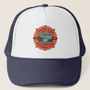 Krater Lake Nationalpark Elk Retro Kompass Emblem Truckerkappe