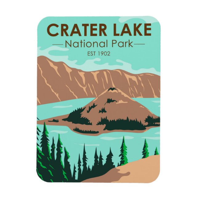 Krater Nationalpark California Vintag Magnet (Vertikal)