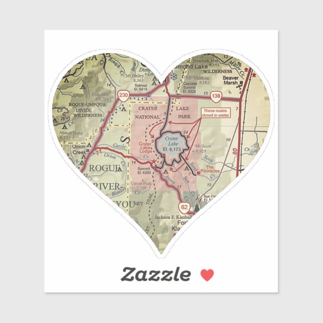 Krater See Vintage Karte Aufkleber (Blatt)