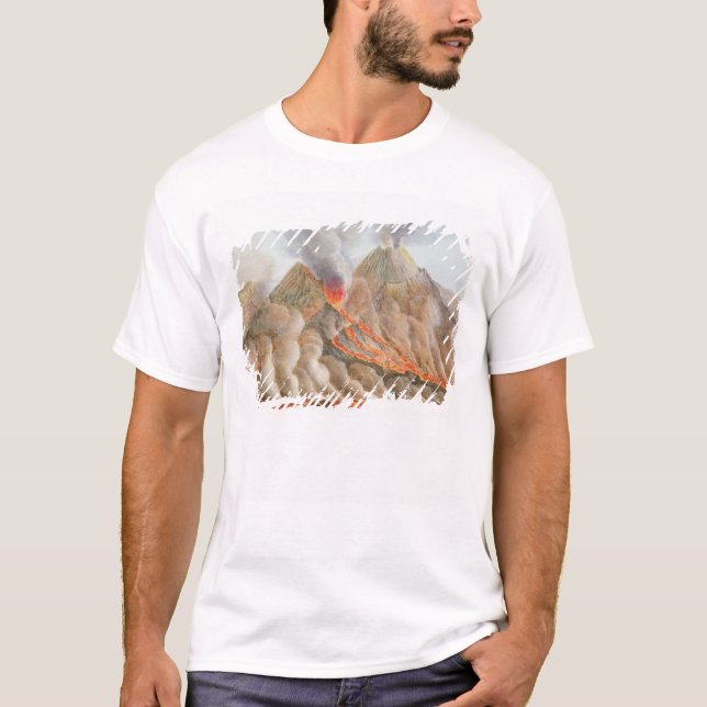 Krater vom Vesuv von einem ursprünglichen Zeichnen T-Shirt (Vorderseite)