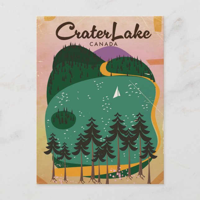 Kratersee Kanada Reiseplakat Postkarte (Vorderseite)