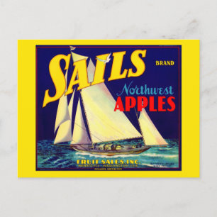Kratetikett "Sails Northwest Apples" der 1930er Ja Postkarte