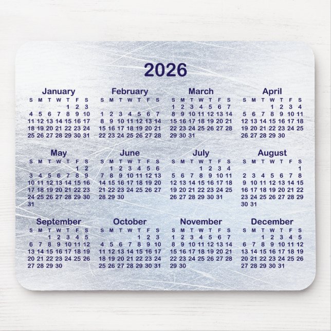 Kratzeis-Tinte 2026 Kalender Mousepad (Vorne)