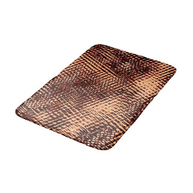 Kratzen mit dicken Kreuzen in Orange mit Schatten Badematte (Schrägansicht)