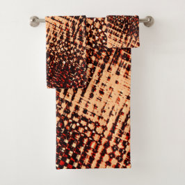 Kratzen mit dicken Kreuzen in Orange mit Schatten Badhandtuch Set