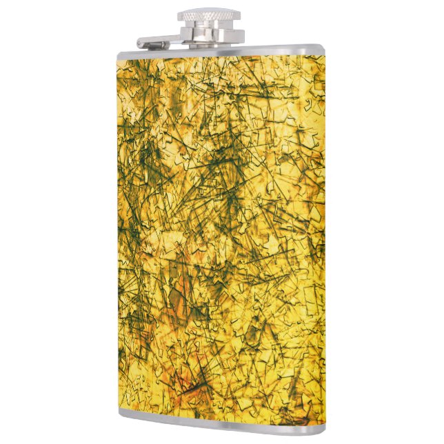 Kratzer auf einem leicht gepunkteten Ocher Flachmann (Links)