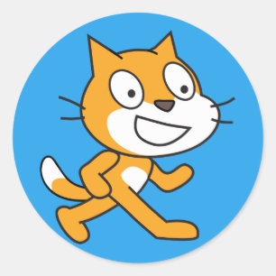 Kratzer-Katzen-Aufkleber (blau) Runder Aufkleber