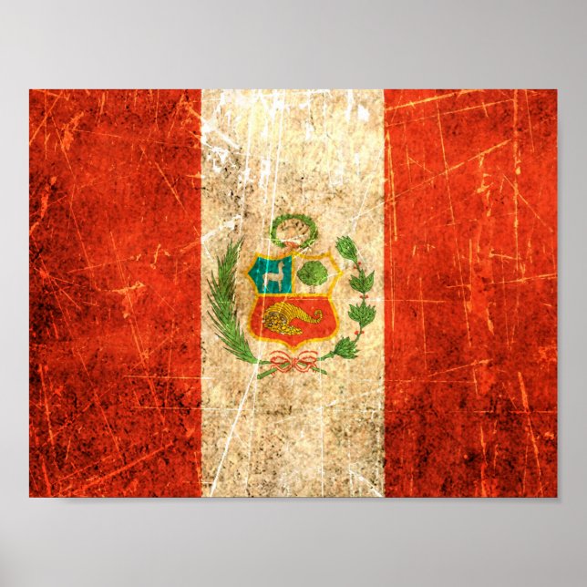 Kratzer und Vintage peruanische Flagge Poster (Vorne)