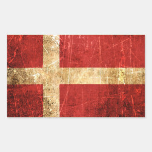 Kratzige und abgenutzte Vintage-Dänemark-Flagge Rechteckiger Aufkleber