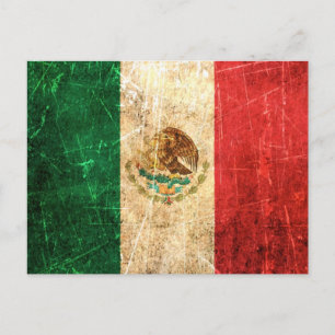 Kratzige und abgenutzte Vintage-Mexiko-Flagge Postkarte