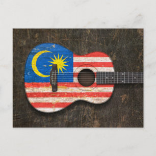 Kratzte und abgenutzte malaysische Fahne Acoustic  Postkarte