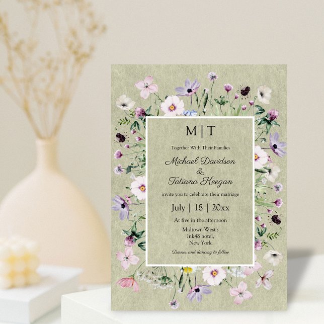 Krause Wildblumen Garnelenhochzeit Einladung (Von Creator hochgeladen)