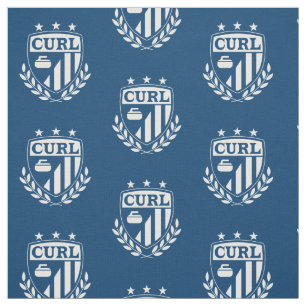 KräuselnWappen-Gewebe - Blau und Weiß Stoff