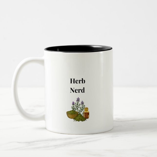 Kraut-Nerd Zweifarbige Tasse (Links)