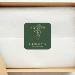 Kräuter + Floral Apotheke Gold Quadrat Aufkleber
