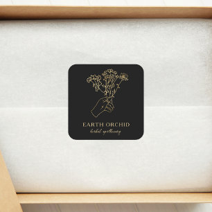 Kräuter + Floral Apotheke Gold Quadrat Aufkleber