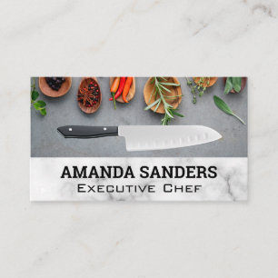 Kräuter Gewürze   Messer Visitenkarte