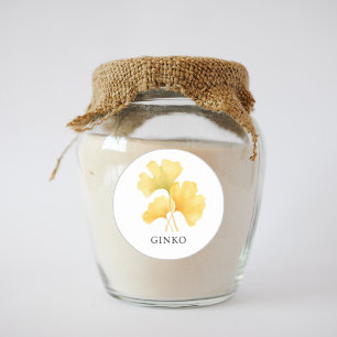 Kräuter-Ginko-Aquarell  Runder Aufkleber