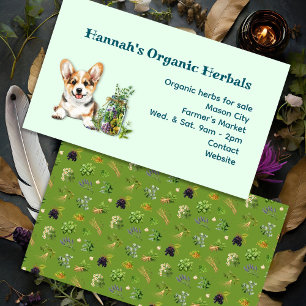 Kräuter Kräuterkundiger Heilung Botanik Corgi Visitenkarte
