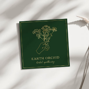 Kräuter- und Blumenapotheke Gold & Grün Quadratische Visitenkarte