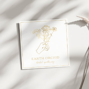 Kräuter- und Blumenapotheke Gold Quadratische Visitenkarte
