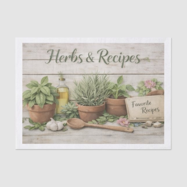 Kräuter und Rezepte Dekorationspapier  Seidenpapier (Vorderseite)