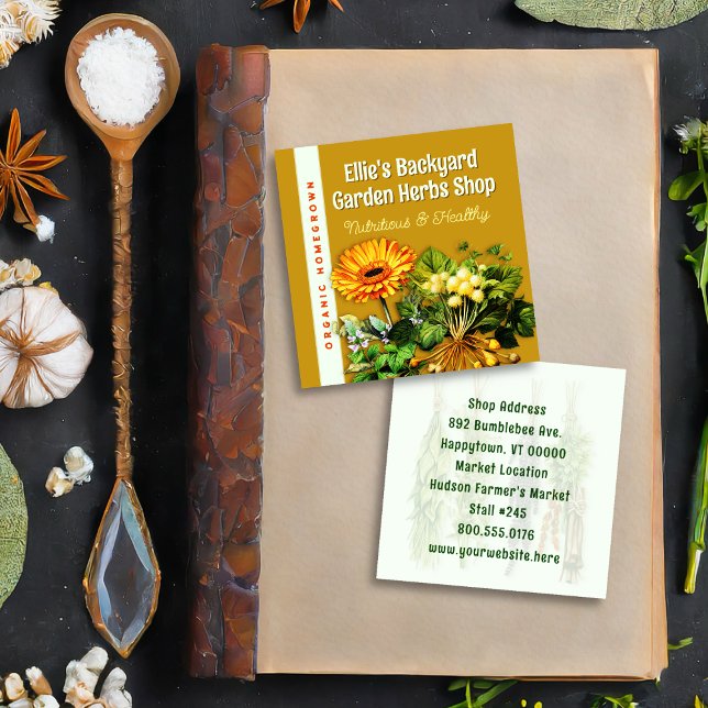 Kräutergeschäft Doppelseitig Quadratische Visitenkarte (Von Creator hochgeladen)