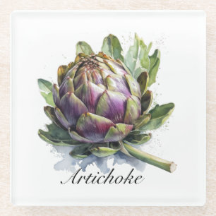 Kräuterleben: Artichoke in grün und lila Glasuntersetzer